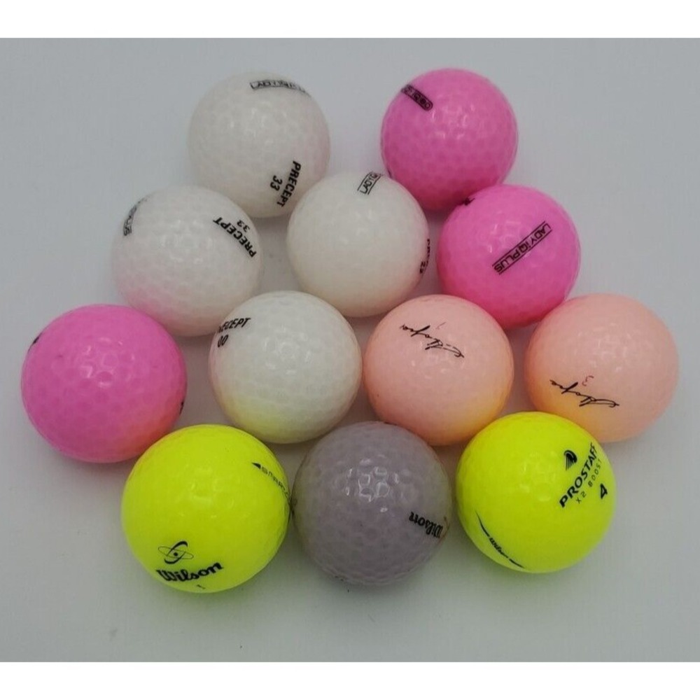 12 Wilson Hope Precept LadyIQPlus Golf Balls Clean Wht Pink Yellow Gray Recycled